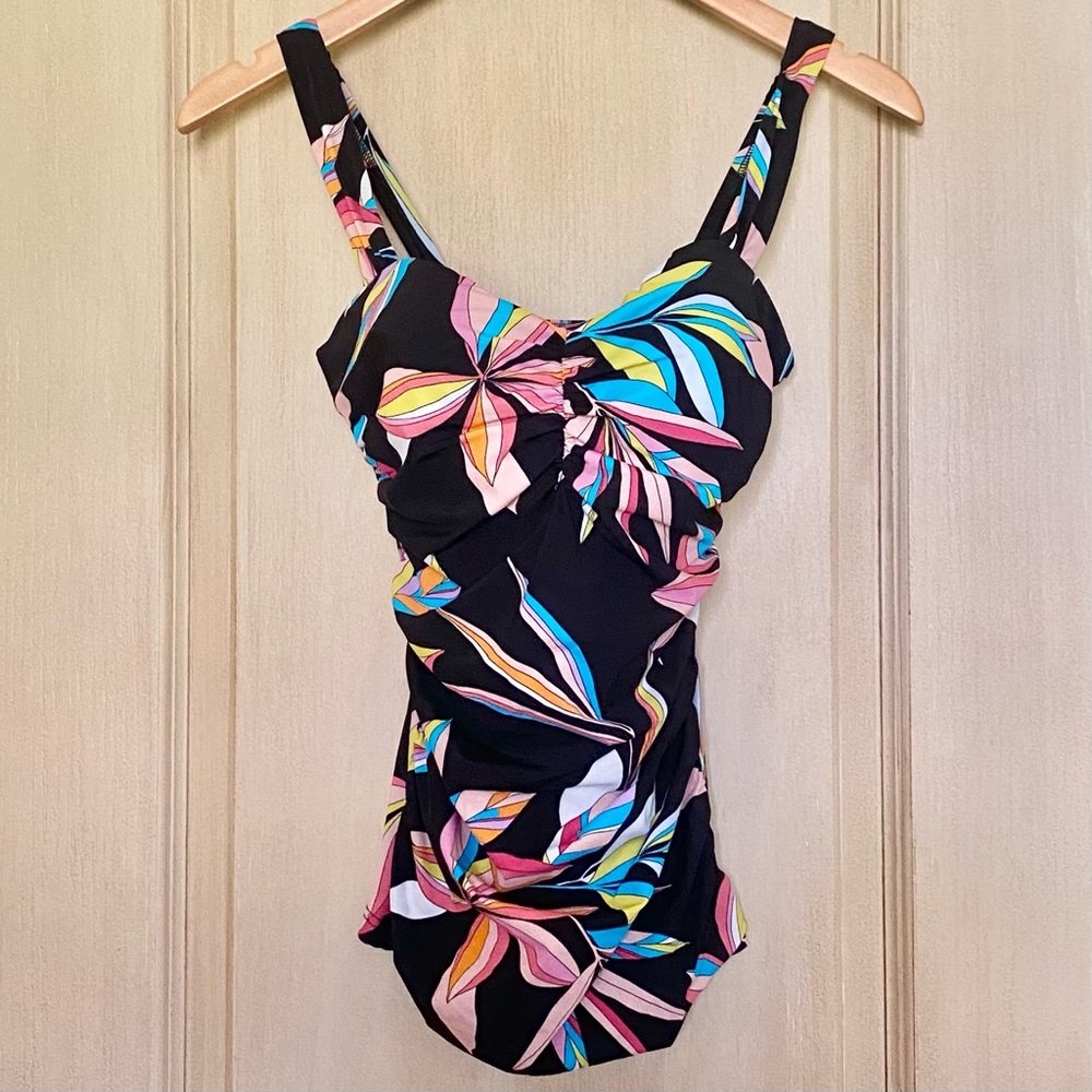 Profile by Gottex Tankini Top Swim Beach Vacation 32D Floral Pool Resort Luxury